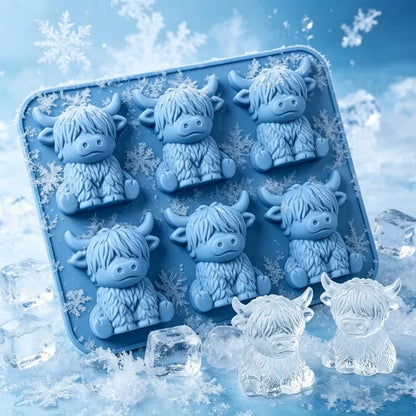 2-Piece Mini Highland Cow 3D Silicone Ice Mold Set