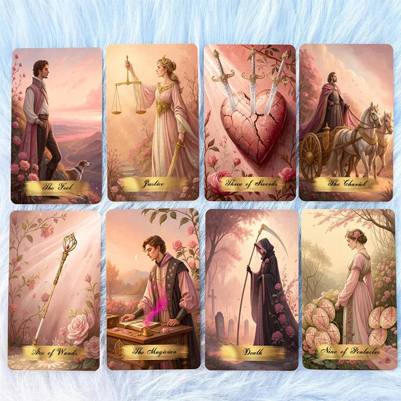 Pink Victorian Tarot Cards Deck (78-Card Set)