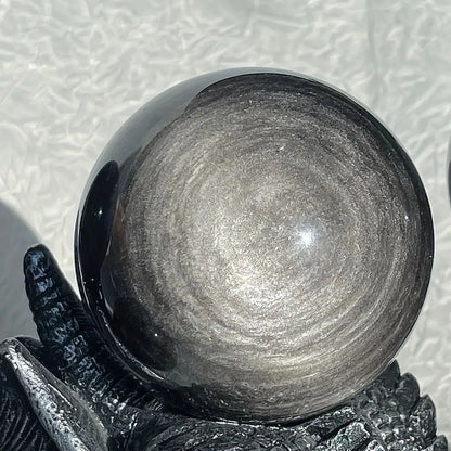 Natural Silver Sheen Obsidian Crystal Ball