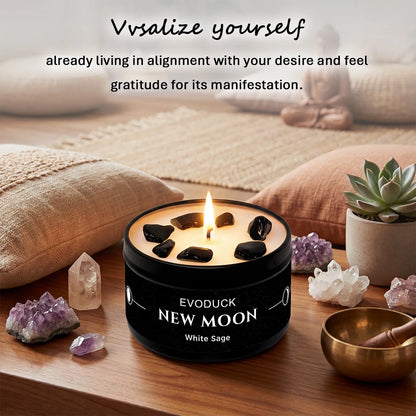 1pc New Moon Scented Candle with Black Crystal Chips
