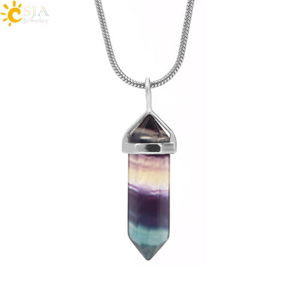 Natural Fluorite Crystal Hexagonal Necklace