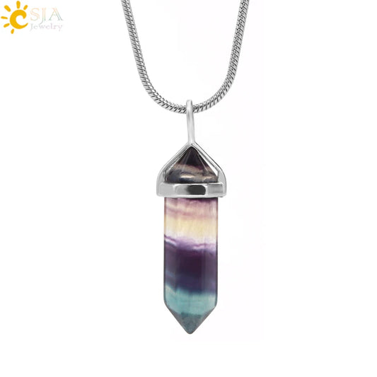 Natural Fluorite Crystal Hexagonal Necklace