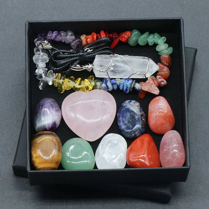 7 Chakras Reiki Stones Mineral Collection with Pendant Necklace