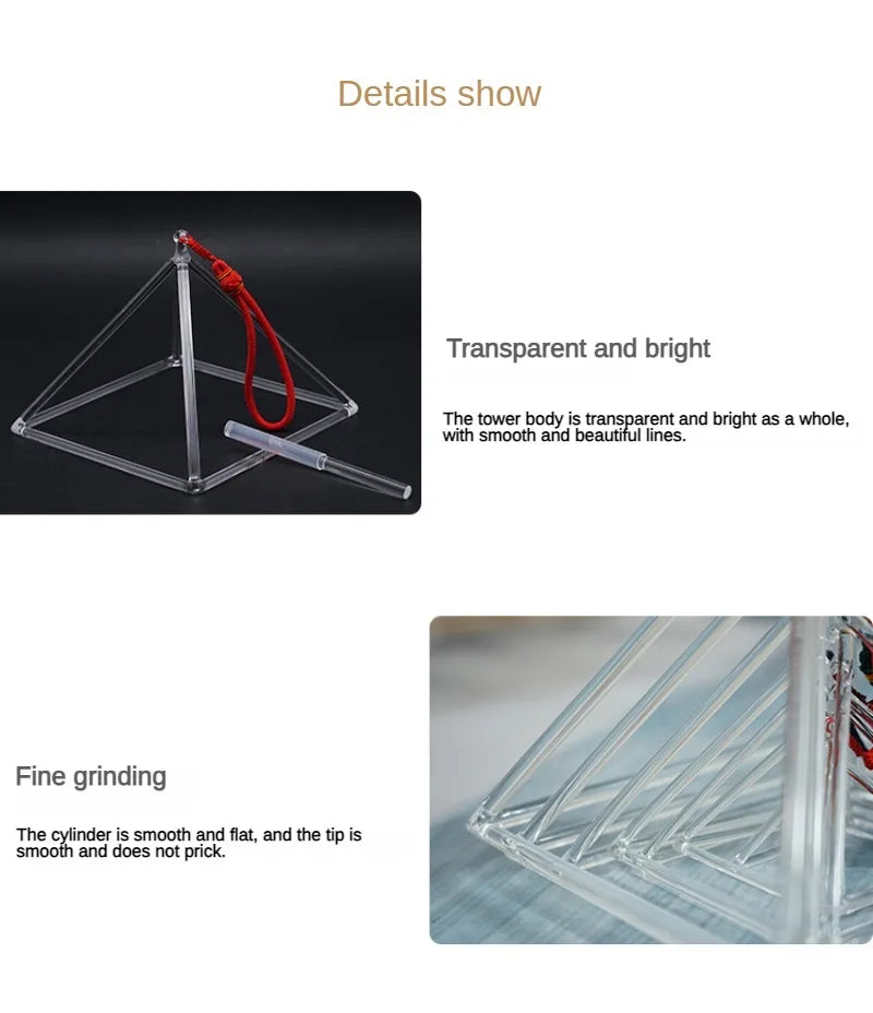 Transparent Quartz Singing Crystal Pyramid