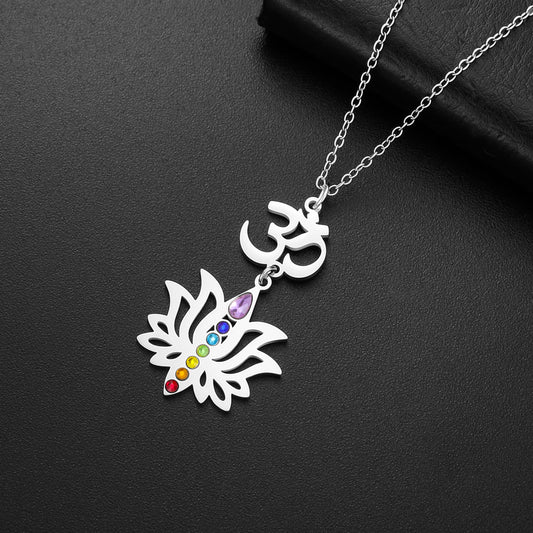 Gold-Plated 7 Chakra Lotus Flower Necklace