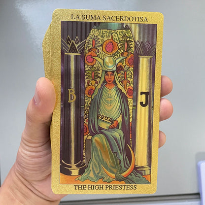 Spanish and English Golden Foil Tarot Cards Set