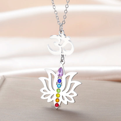 Gold-Plated 7 Chakra Lotus Flower Necklace