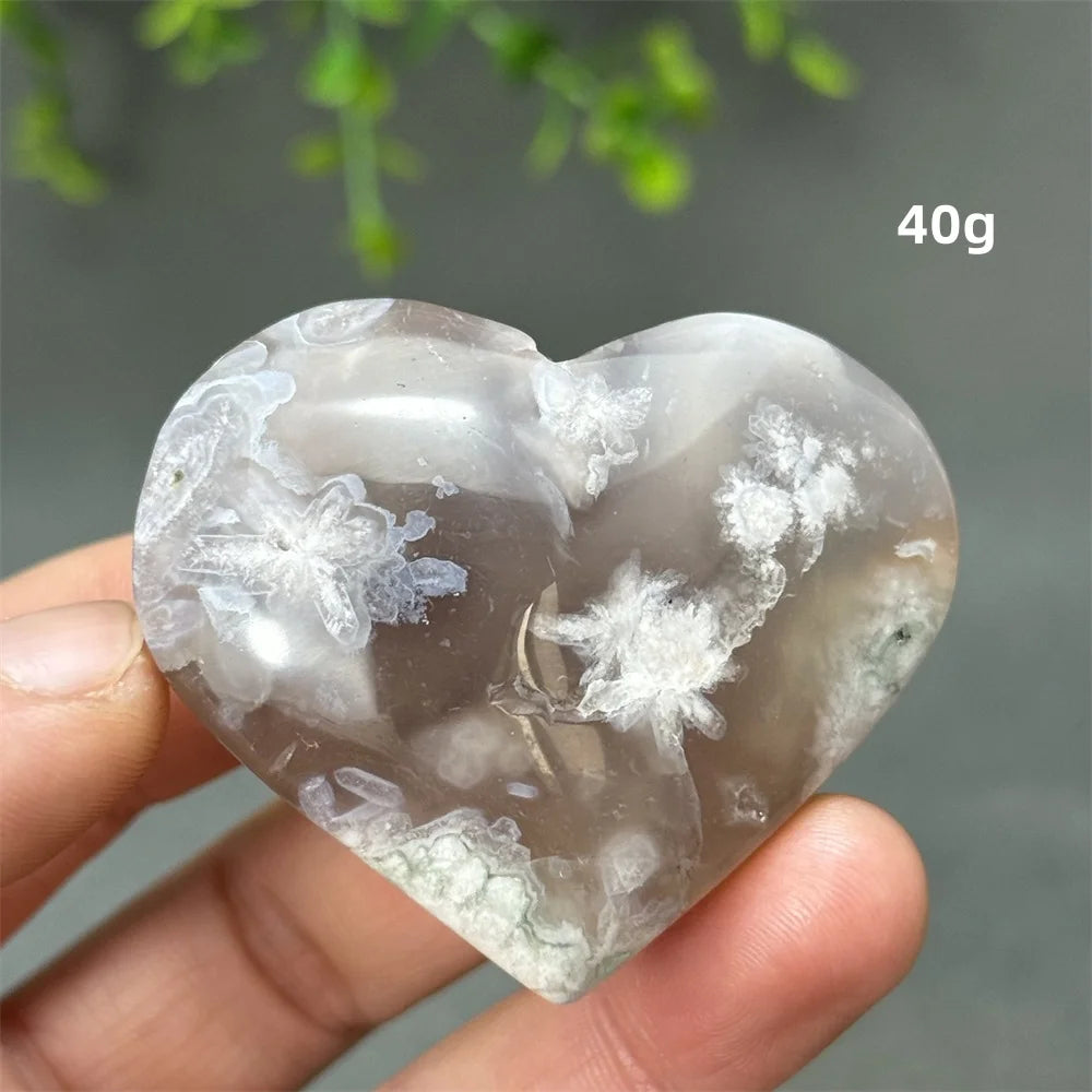 Natural Cherry Agate Heart-Shaped Crystal