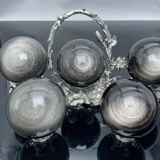 Natural Silver Sheen Obsidian Crystal Ball