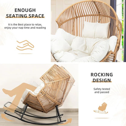 Oversized PE Rattan Egg Rocking Chair with Cushion