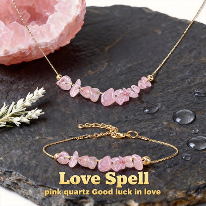 Natural Pink Quartz (Rose Quartz) Beaded Stone Bracelet Collection