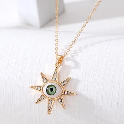 Zircon Turkish Evil Eye Moon Star Clavicle Chain