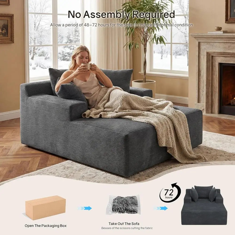 Oversized Plush Corduroy Chaise Lounge Chair