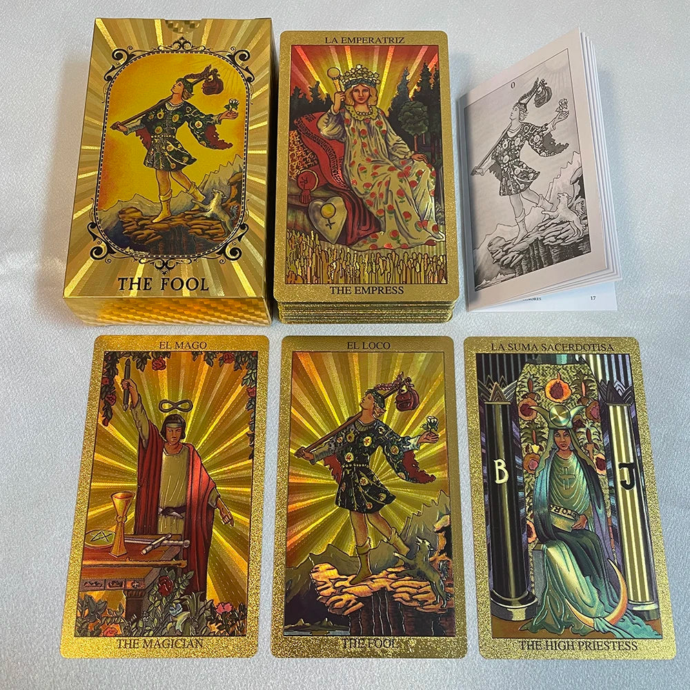 Spanish and English Golden Foil Tarot Cards Set