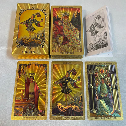Spanish and English Golden Foil Tarot Cards Set