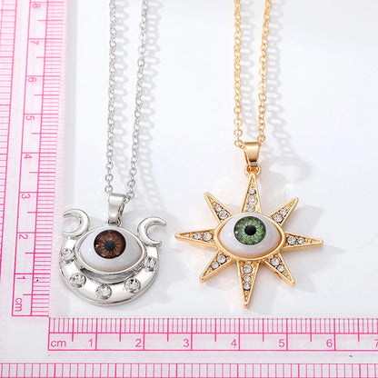Zircon Turkish Evil Eye Moon Star Clavicle Chain
