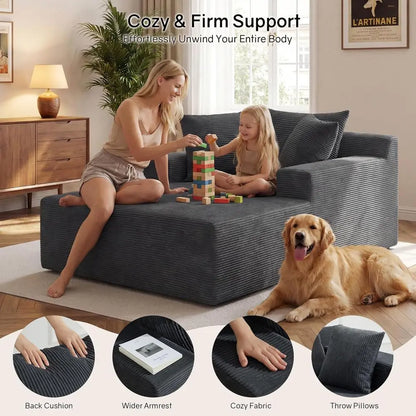 Oversized Plush Corduroy Chaise Lounge Chair