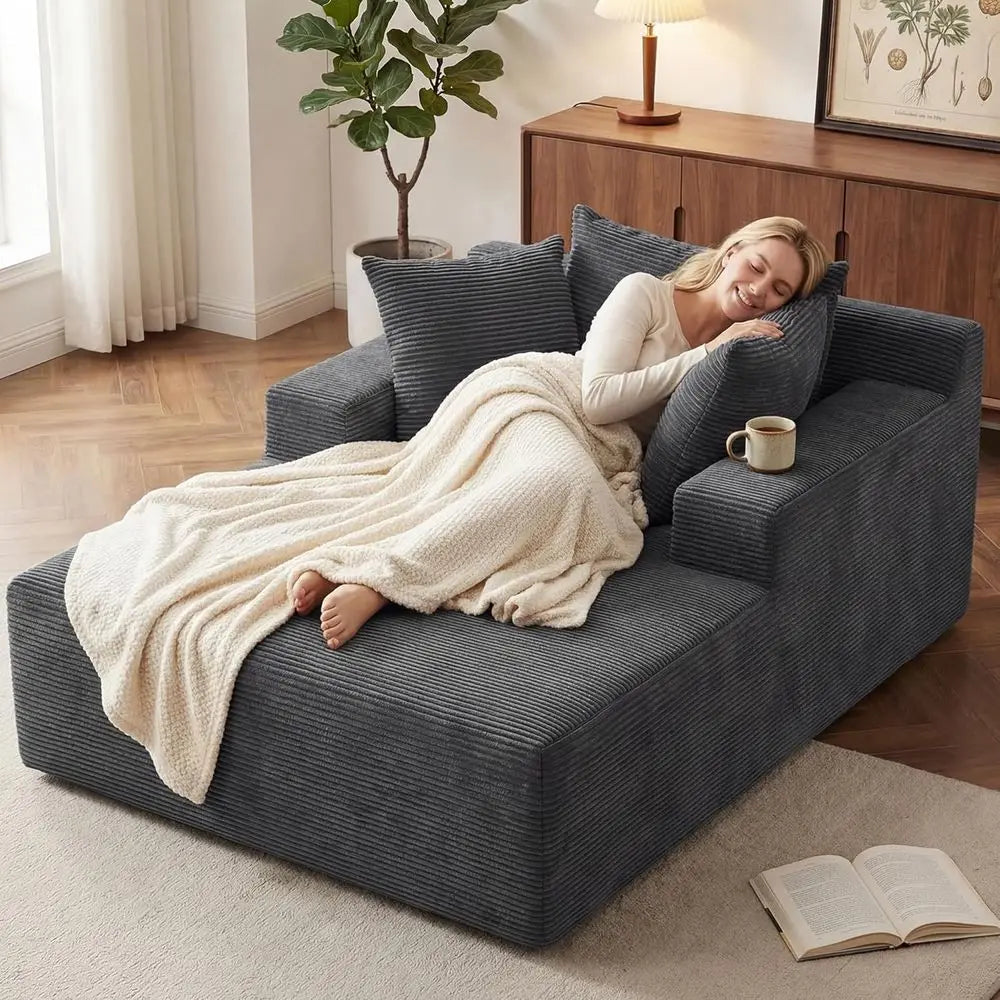 Oversized Plush Corduroy Chaise Lounge Chair