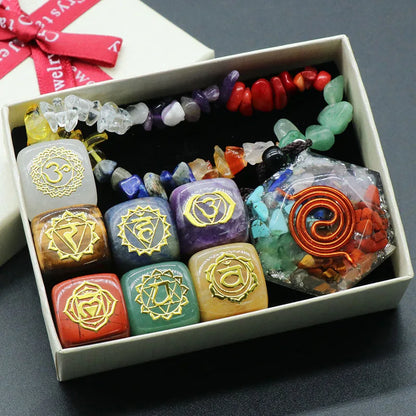 7 Chakras Reiki Stones Mineral Collection with Pendant Necklace