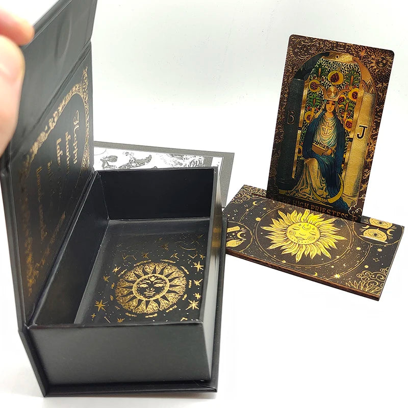 Luxe Finish Divinative Gold Foil Tarot Deck with Wooden Card Stand