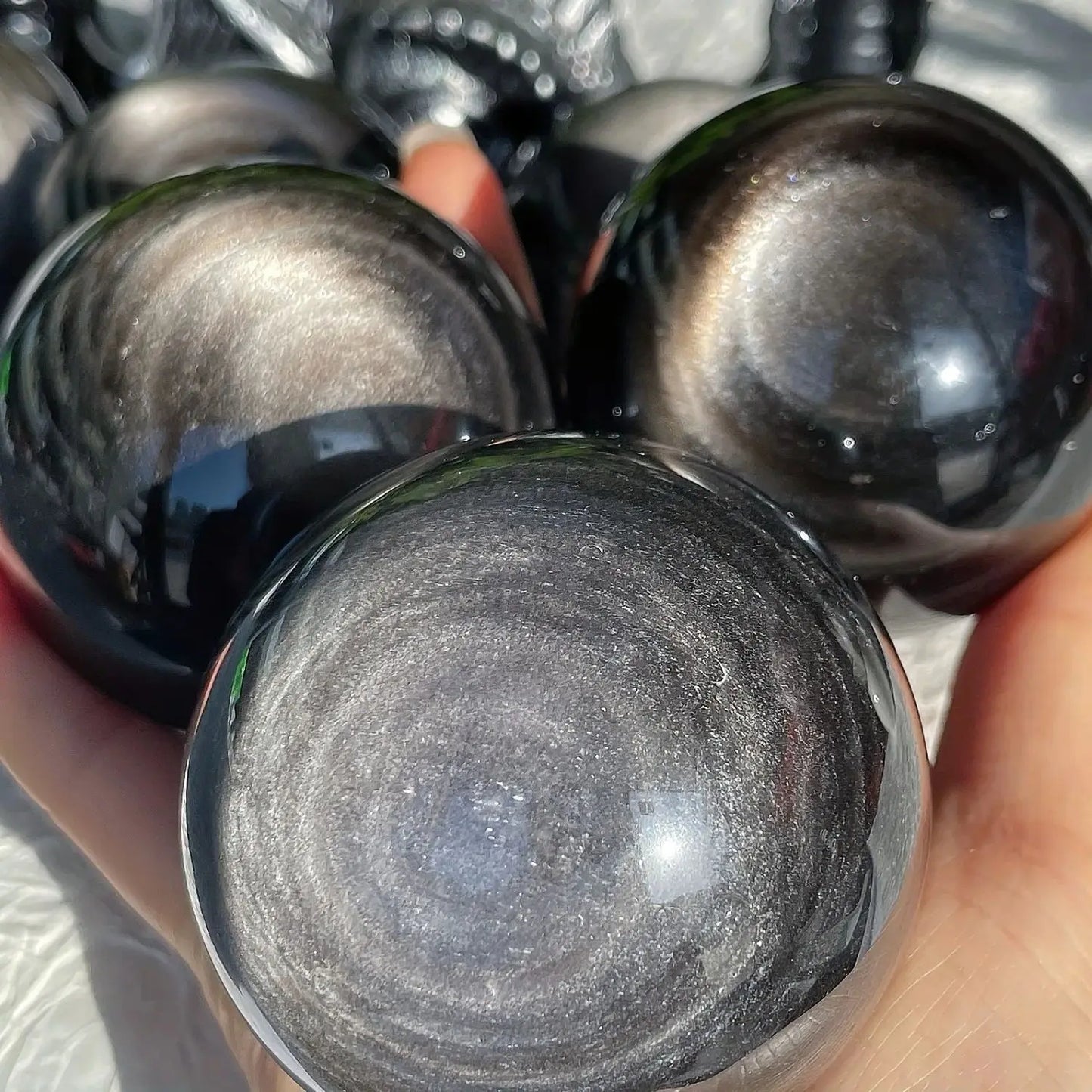 Natural Silver Sheen Obsidian Crystal Ball