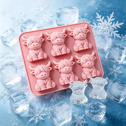 2-Piece Mini Highland Cow 3D Silicone Ice Mold Set