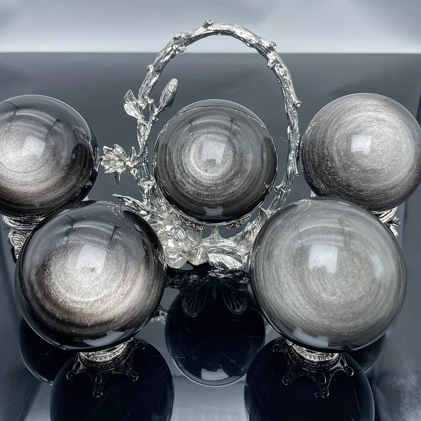 Natural Silver Sheen Obsidian Crystal Ball