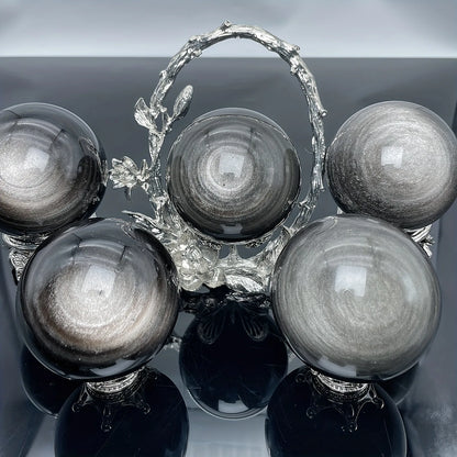 Natural Silver Sheen Obsidian Crystal Ball