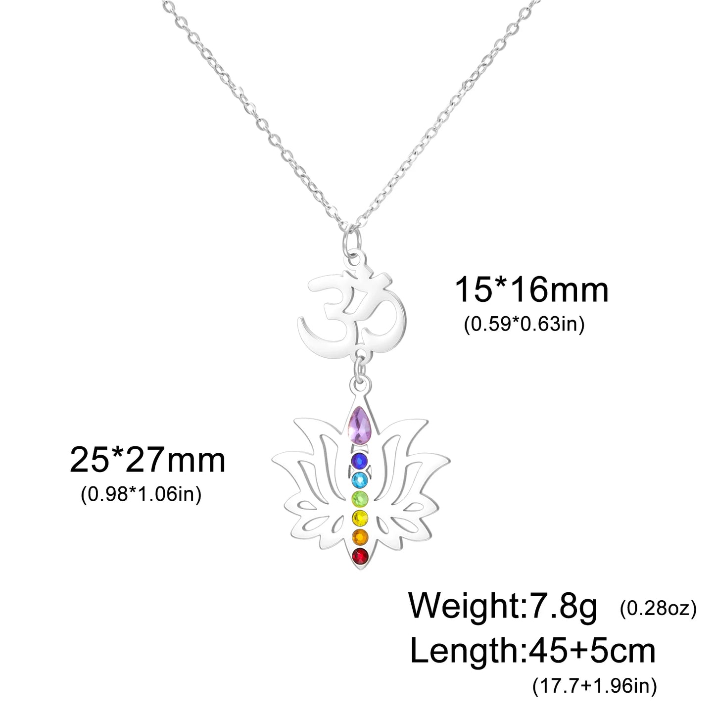 Gold-Plated 7 Chakra Lotus Flower Necklace