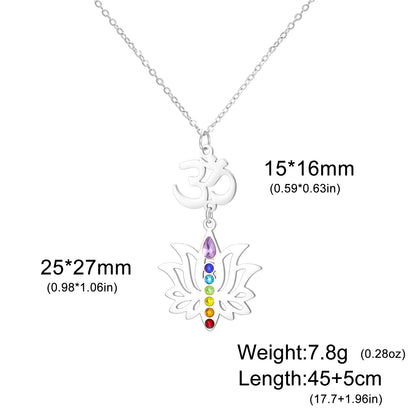 Gold-Plated 7 Chakra Lotus Flower Necklace