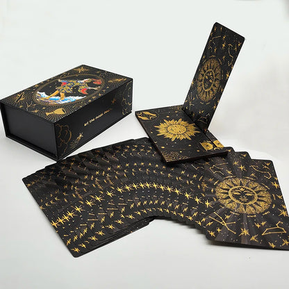 Luxe Finish Divinative Gold Foil Tarot Deck with Wooden Card Stand
