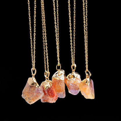 Irregular Amethyst and Citrine Gemstone Necklaces