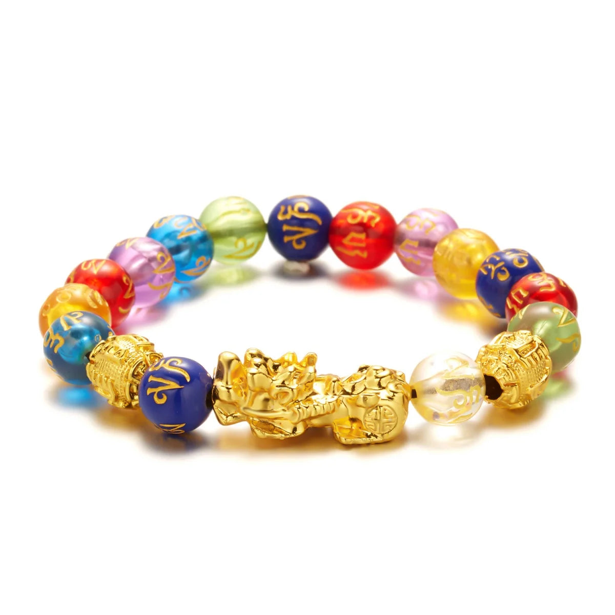 Gold-Color Pixiu Black Obsidian Feng Shui Wealth Bracelet
