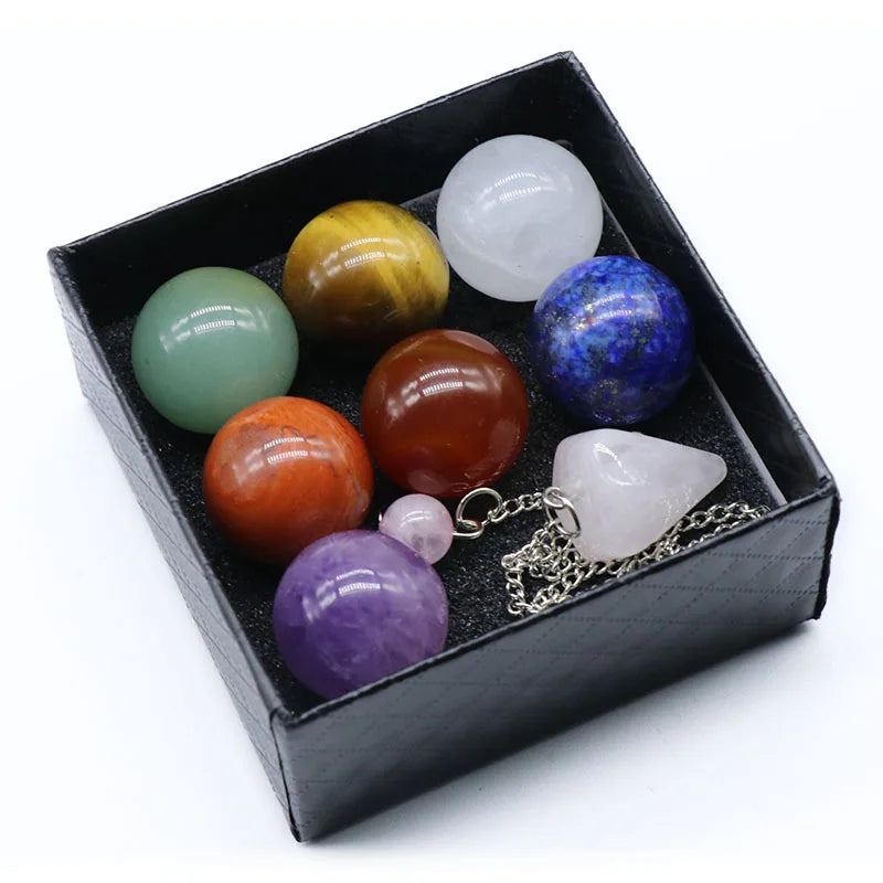 7 Chakras Reiki Stones Mineral Collection with Pendant Necklace