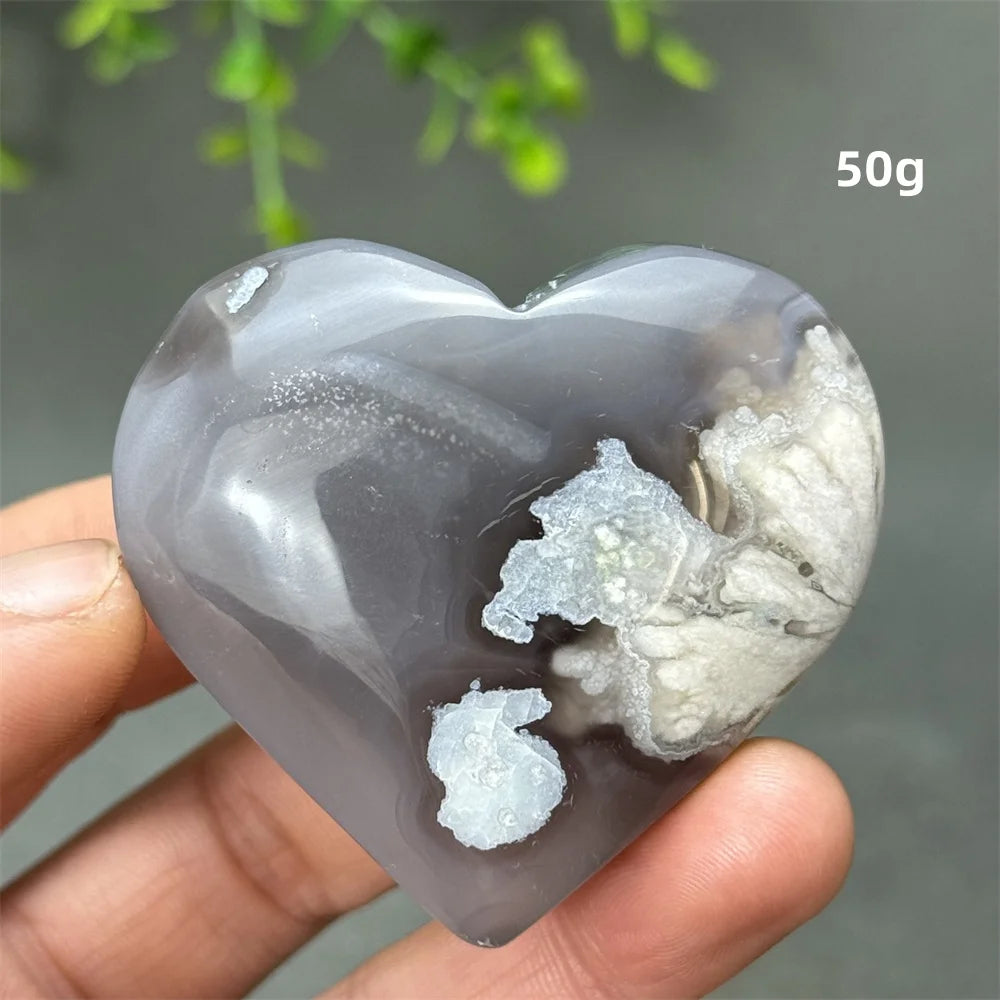 Natural Cherry Agate Heart-Shaped Crystal