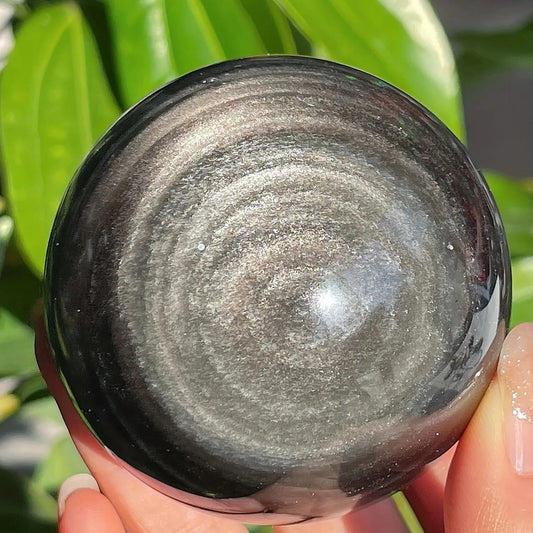 Natural Silver Sheen Obsidian Crystal Ball