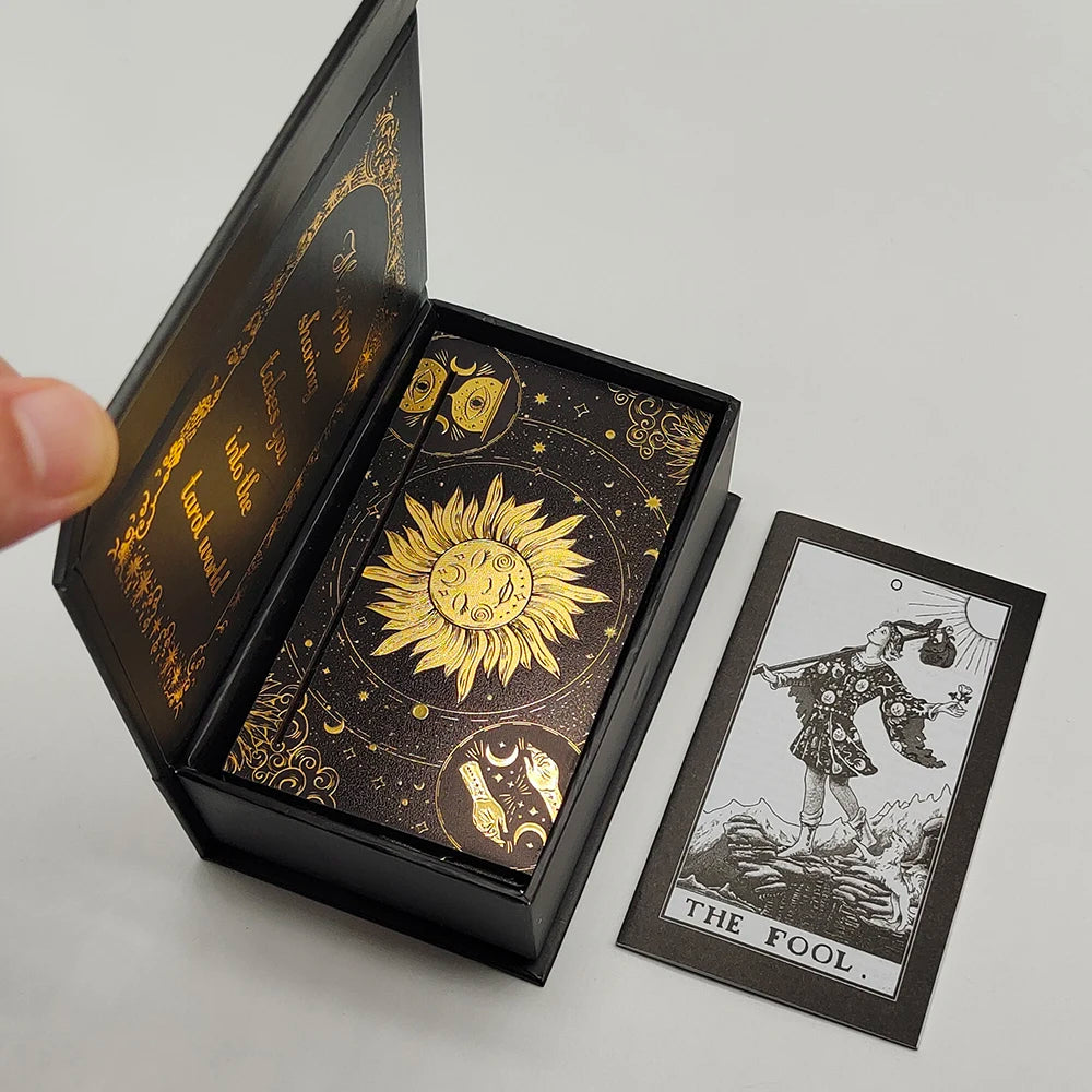 Luxe Finish Divinative Gold Foil Tarot Deck with Wooden Card Stand