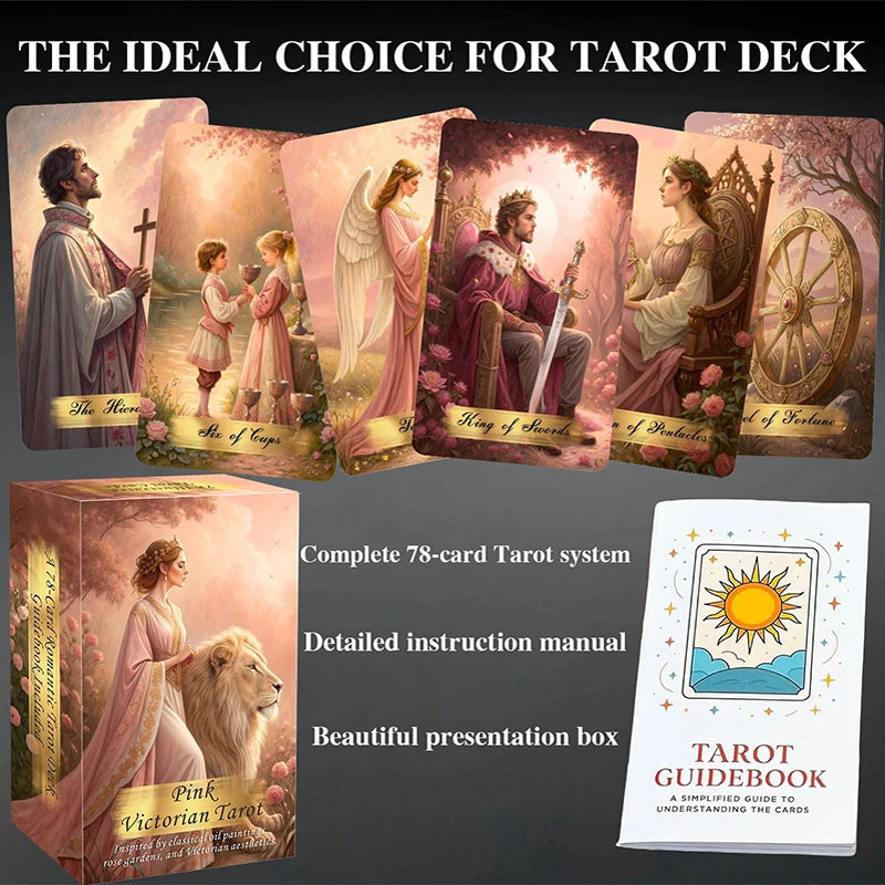 Pink Victorian Tarot Cards Deck (78-Card Set)