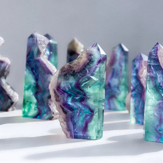Natural Colorful Fluorite Wand Crystal Tower