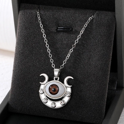 Zircon Turkish Evil Eye Moon Star Clavicle Chain