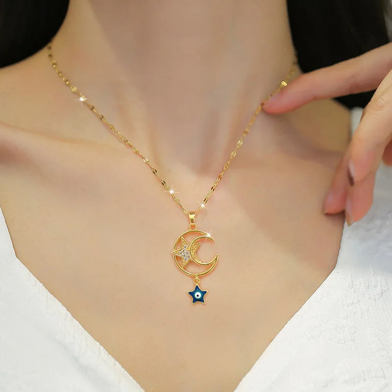 New Trendy Boho Evil Eye Stainless Steel Necklace Collection