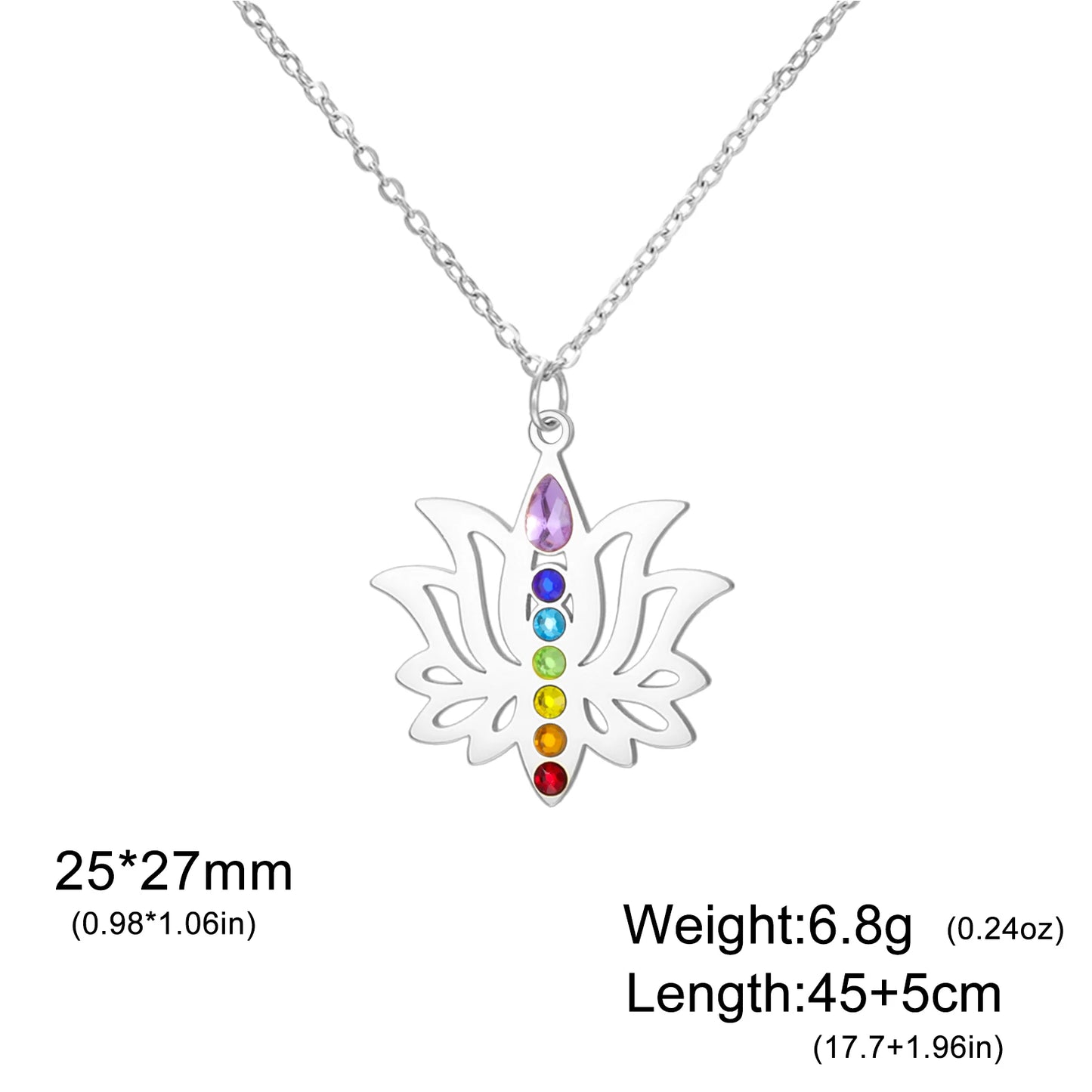 Gold-Plated 7 Chakra Lotus Flower Necklace