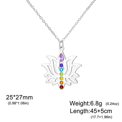 Gold-Plated 7 Chakra Lotus Flower Necklace