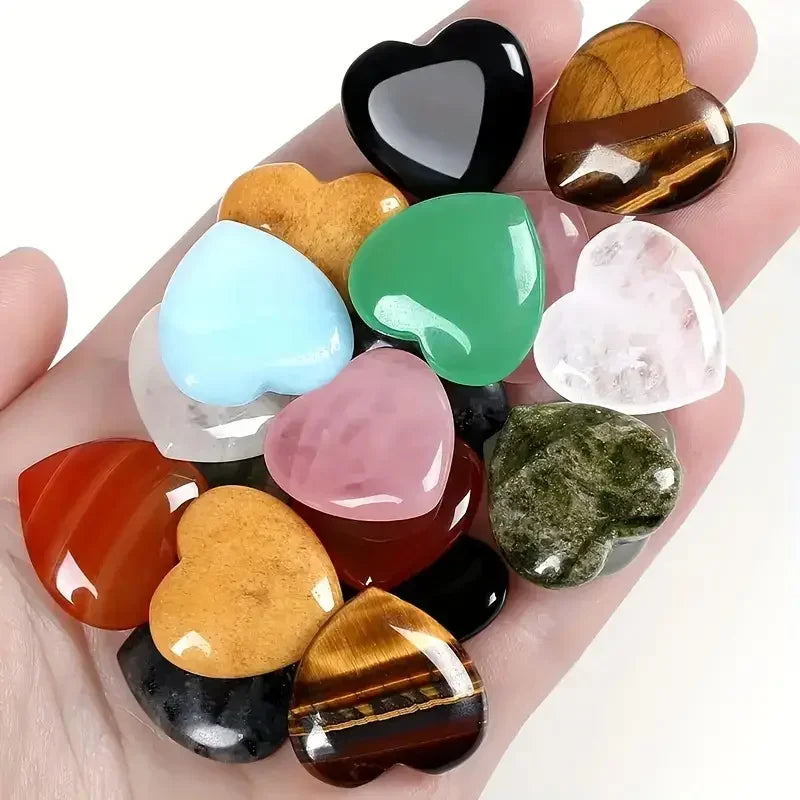 10-Piece Heart-Shaped Crystal Palm Stone Set