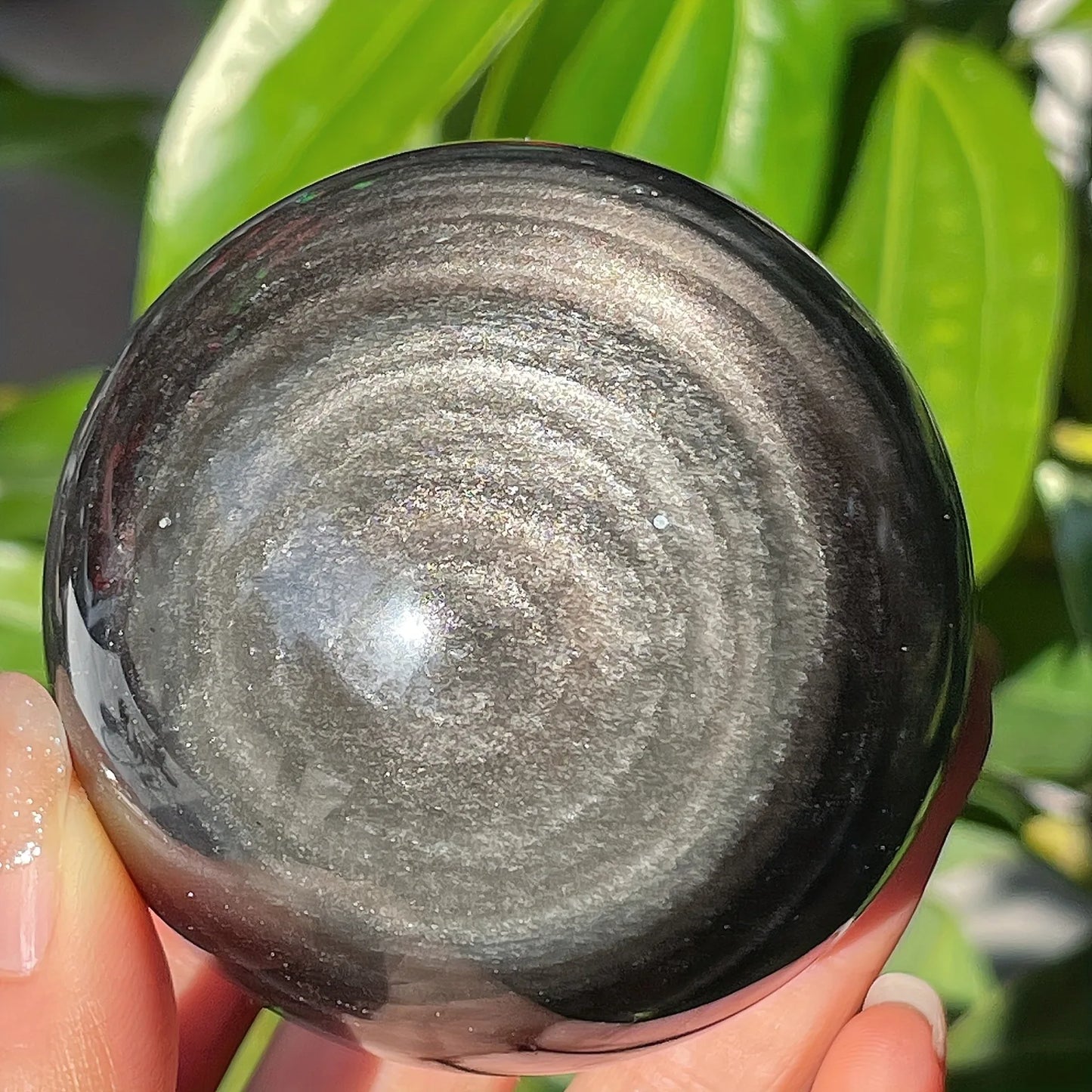 Natural Silver Sheen Obsidian Crystal Ball