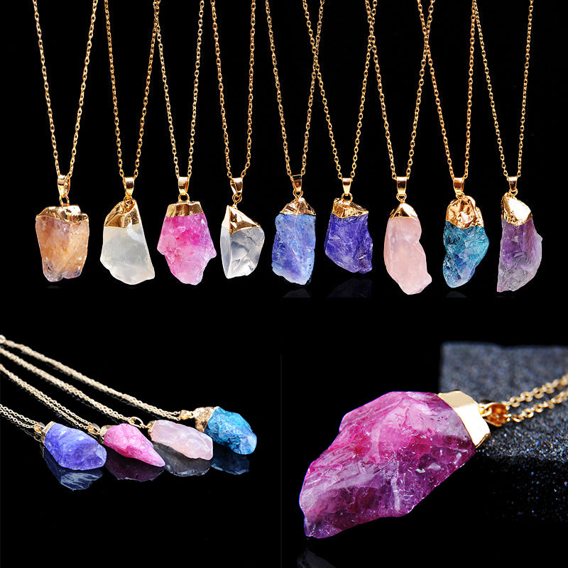 Irregular Amethyst and Citrine Gemstone Necklaces
