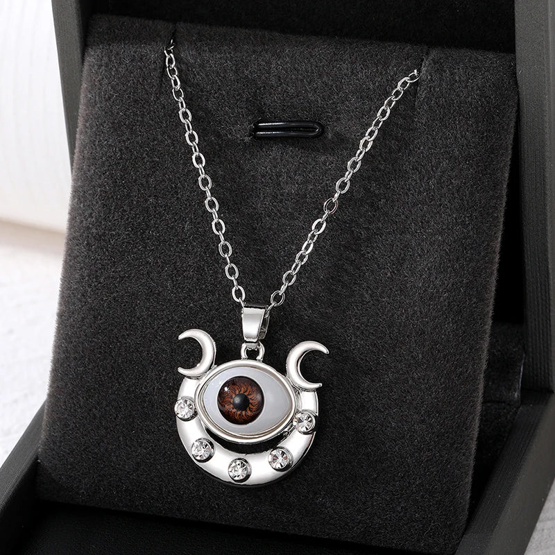 Zircon Turkish Evil Eye Moon Star Clavicle Chain