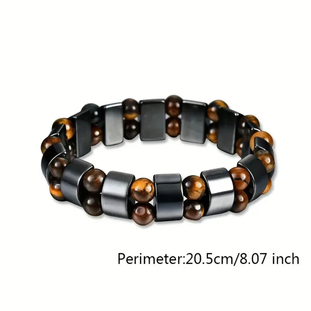 Tiger's Eye Stone Magnetic Hematite Beaded Bracelet