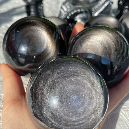 Natural Silver Sheen Obsidian Crystal Ball