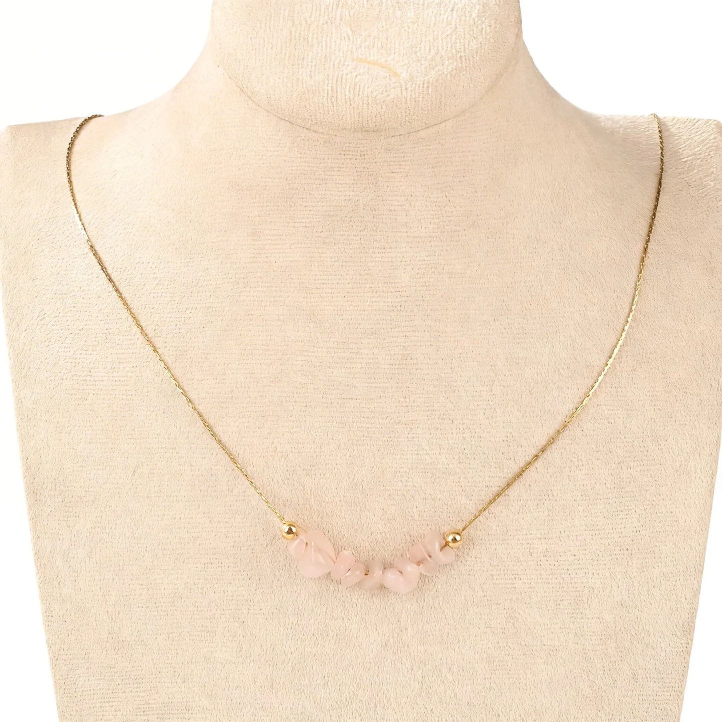 Natural Pink Quartz (Rose Quartz) Beaded Stone Bracelet Collection